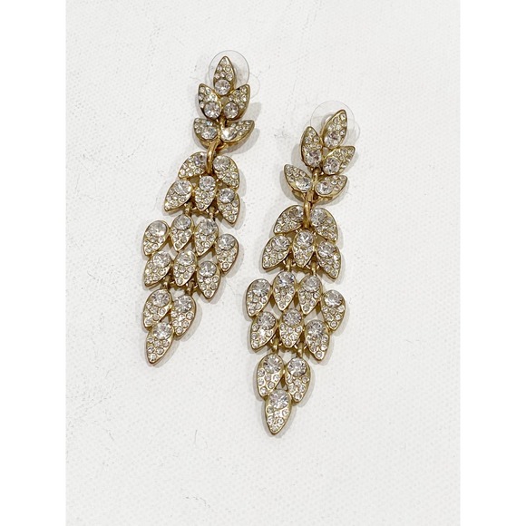 Anthropologie Jewelry - Anthropologie Chandelier Rhinestone Earring Cascade Gold Plate Dangle Bridal